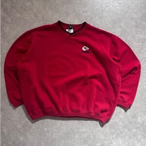 2000s Vintage Kansas City Chiefs Embroidered Minimalist Red Crewneck Size XXL